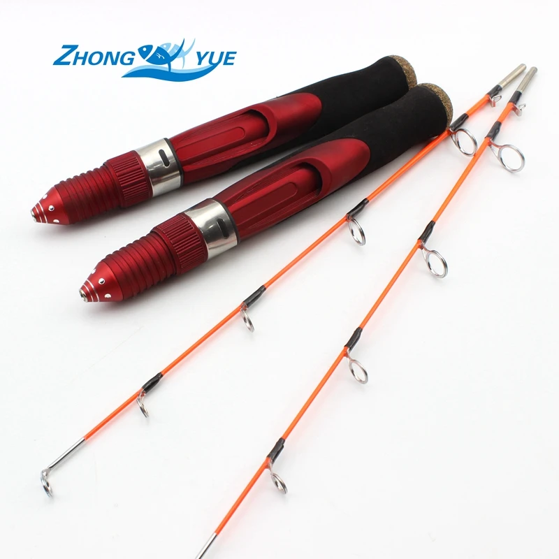 High Quality Red MINI ice fishing rod carbon 47cm valve boat pole tackle set Free Shipping | Спорт и развлечения
