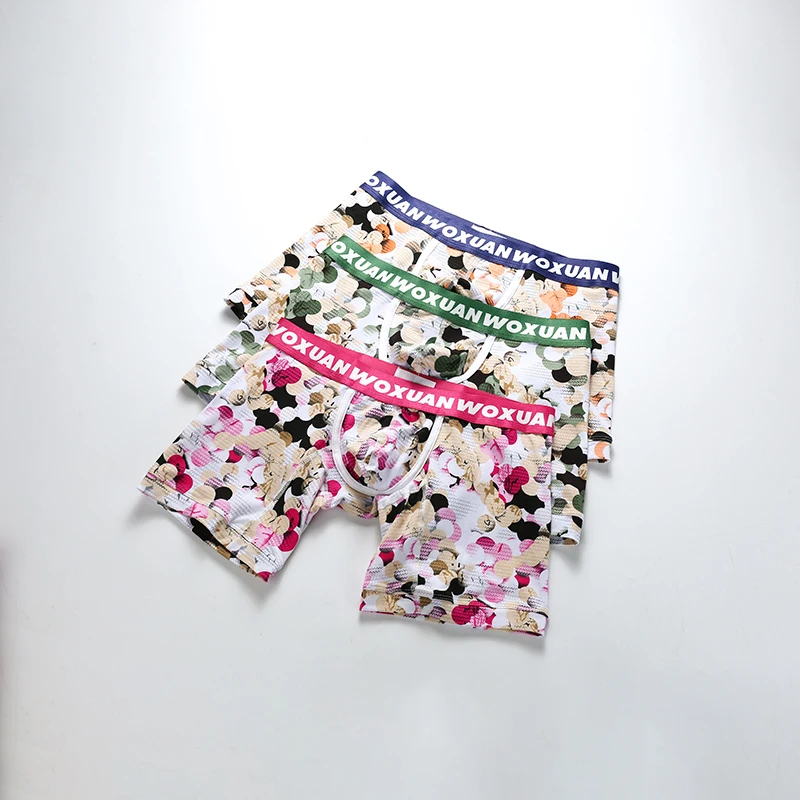 AIIOU 3 шт./лот сексуальные нейлоновые мужские боксеры шорты с цветочным принтом