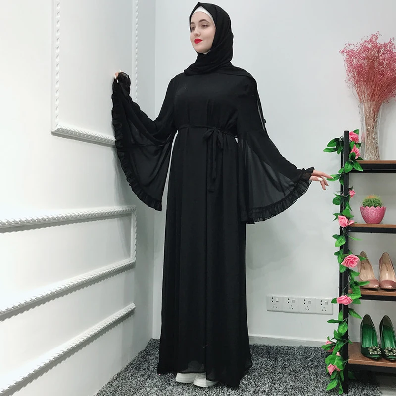 Chifffon Vestidos Рамадан кафтан абайя, арабское мусульманское Макси платье кафтан Elbise Hijab Eid платья Robe Femme Musulmane