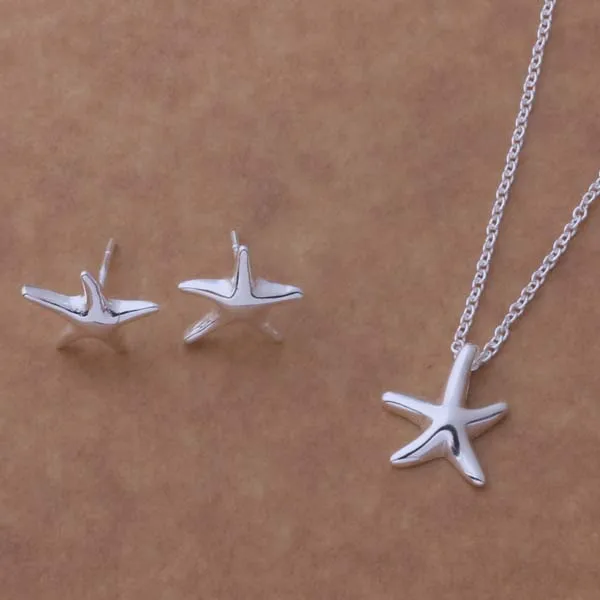 Женский комплект украшений с серебряным покрытием ожерелье и серьги в форме