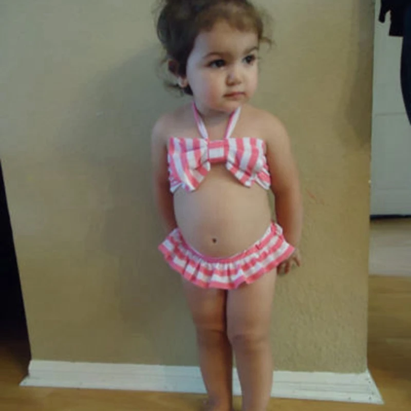 2018 танкини для маленьких девочек купальник бикини с бантом и оборками купальный