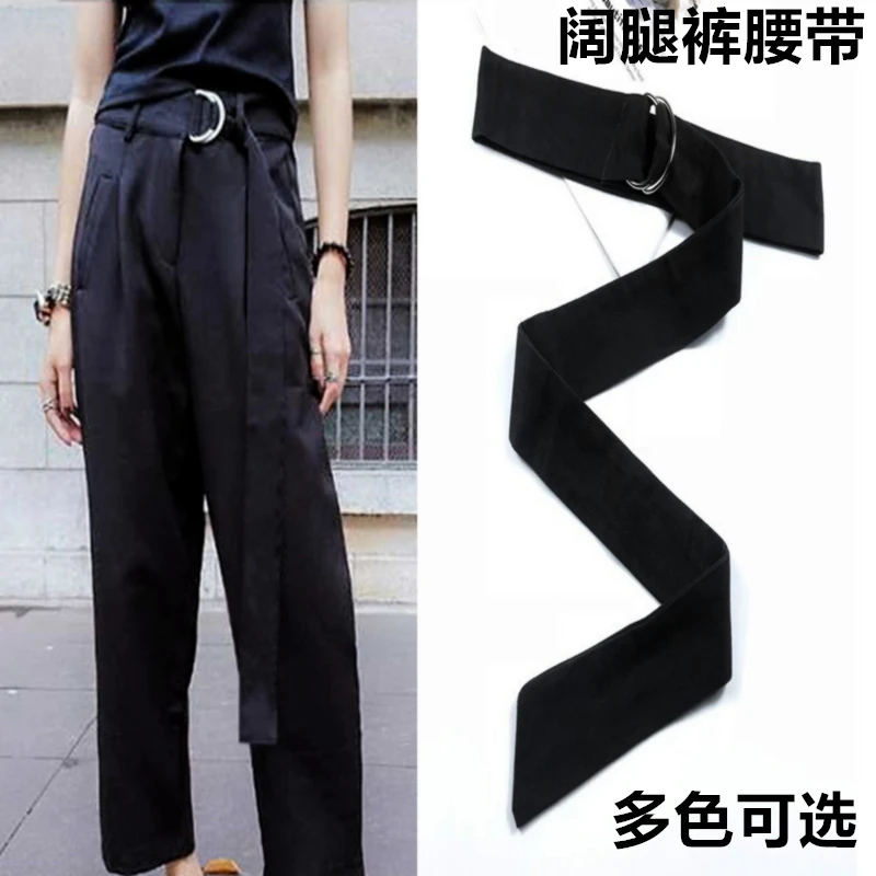 Wide-leg trousers belt cotton fabric waist tie with buckle pan clothing accessories | Дом и сад
