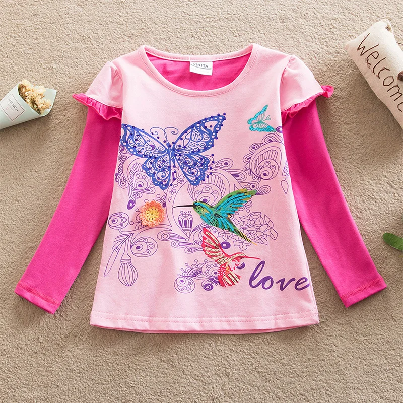 VIKITA/Детские футболки; детская футболка с цветочным рисунком; roupa infantil; футболка с длинными рукавами для девочек; детская одежда; Детские рубашки; L220 MIX