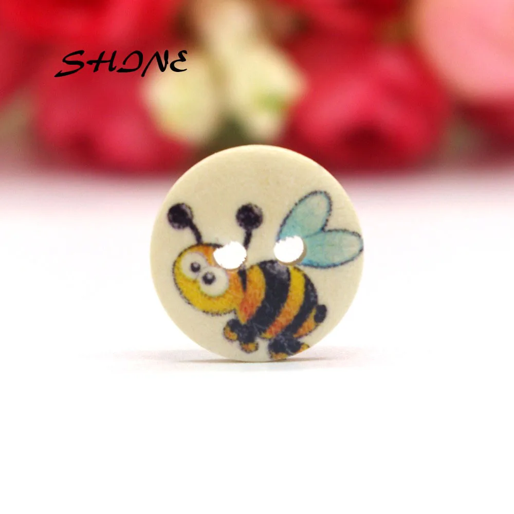 

24 шт., деревянные пуговицы для шитья, для скрапбукинга, искусственные круглые пуговицы с двумя отверстиями 15 мм, декоративные пуговицы CB0046