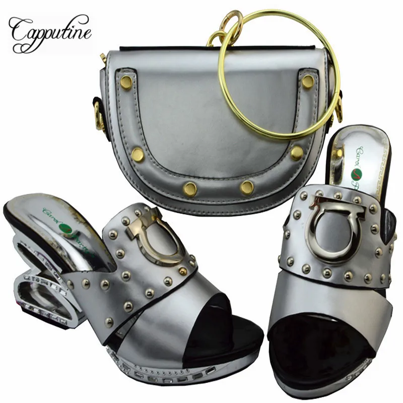 2017 Лидер продаж модная обувь на высоком каблуке и сумка в комплекте летняя