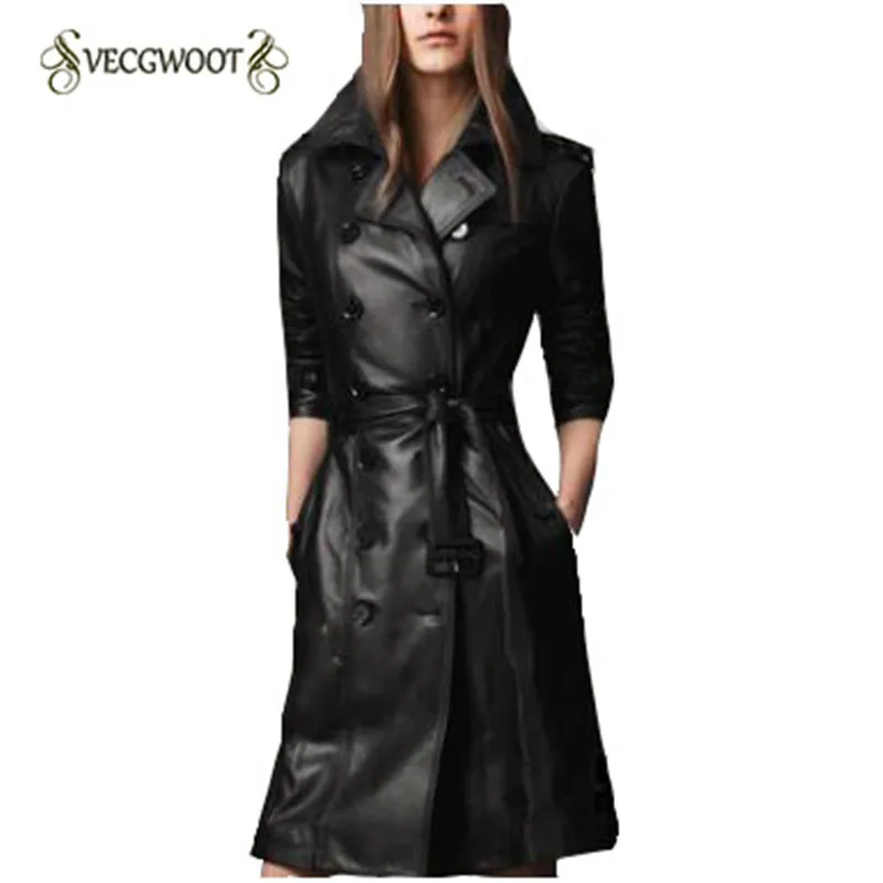 2020 осенне-зимняя женская кожаная куртка двубортное пальто искусственная кожа