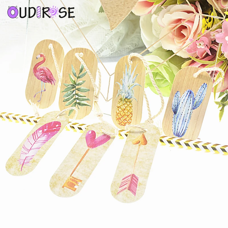 OUDIROSE 25 шт. бумага с Фламинго этикетка пеньковая веревка DIY ремесла украшение для