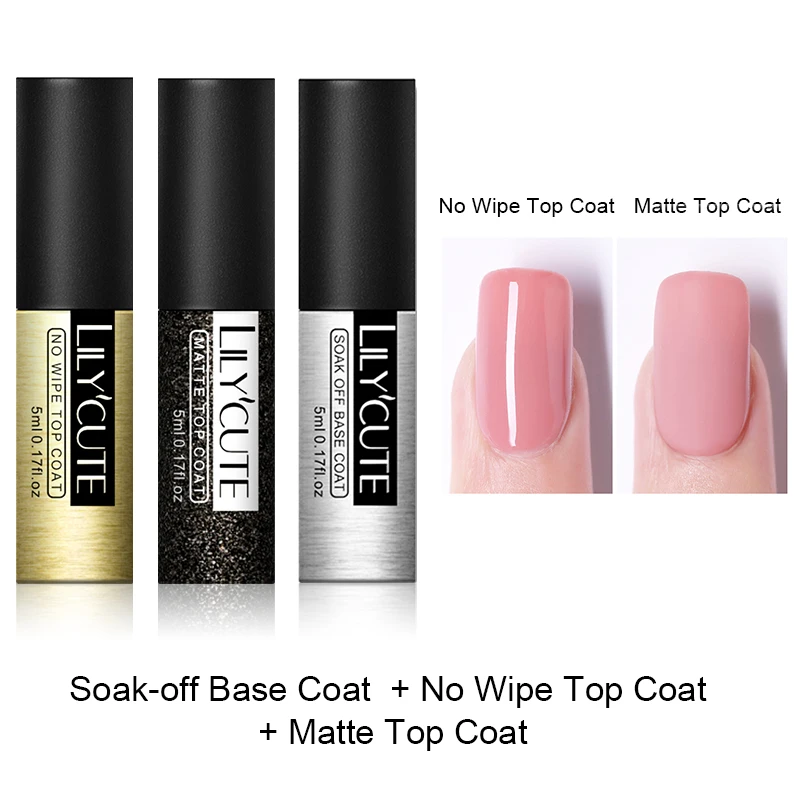 LILYCUTE база и верхнее покрытие UV Гель-лак прозрачный Soak Off Gel 5 мл Matte грунтовка волокна пальто Гель-лак гель лак для ногтей Nail Art