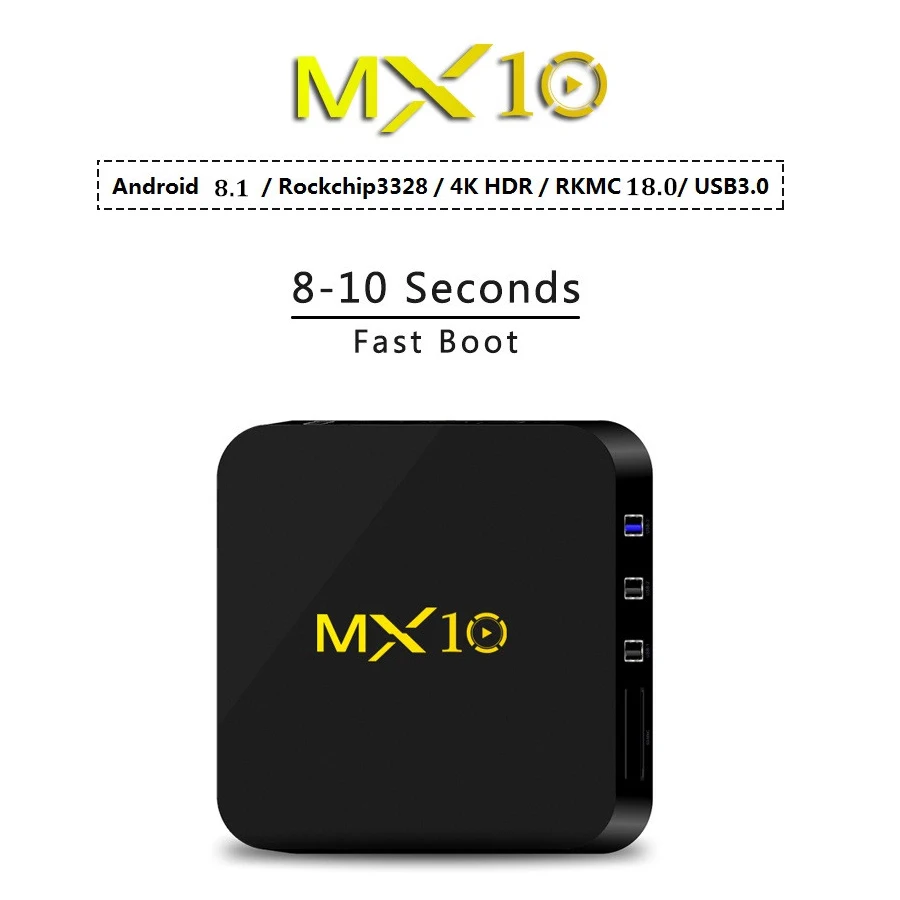 KimTin MX10 ОЗУ 4 Гб ПЗУ 64 Гб RK3328 четырехъядерный процессор 64 бит Android 9,0 телеприставка 4K 3D USB 3,0 H.265 HDR VP9 2,4G Wifi ТВ приставка