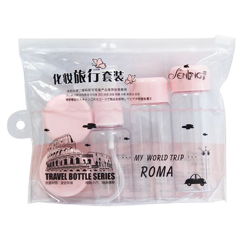 pink 7 шт./компл. Путешествия Мини косметики для макияжа косметический крем для лица горшок бутылки Пластик прозрачный пустой составляют контейнер бутылка аксессуары для путешествий - Цвет: pink
