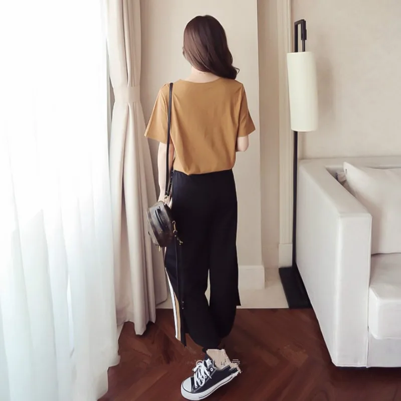 Женский комплект из двух предметов летняя повседневная футболка с короткими