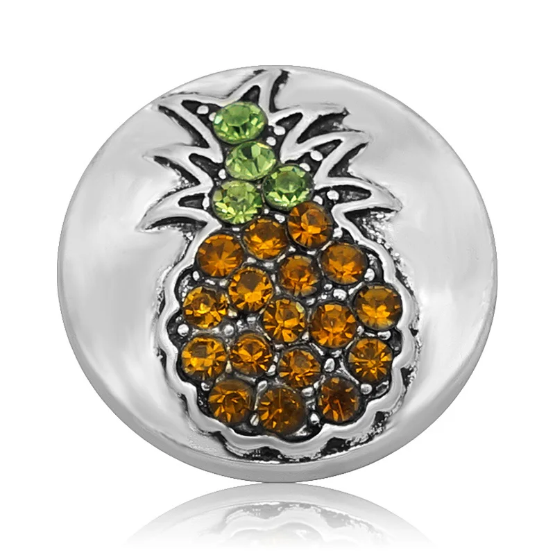 

New Charming Lovely Cat Mama Sun&Moon pineapple Round crystal 18MM snap buttons fit snap jewelry wholesale Gift