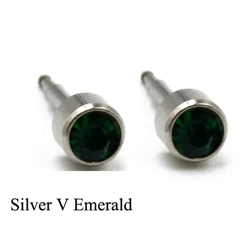 Silver V Emerald Пара 16 г 24 К Золотое покрытие и серебро смешивать свой камень цирконий драгоценный камень уха шпилька спираль трагус серьги, Надеваемые На ушной хрящ прибор для пирсинга ювелирные изделия для тела - Окраска металла: Silver V Emerald