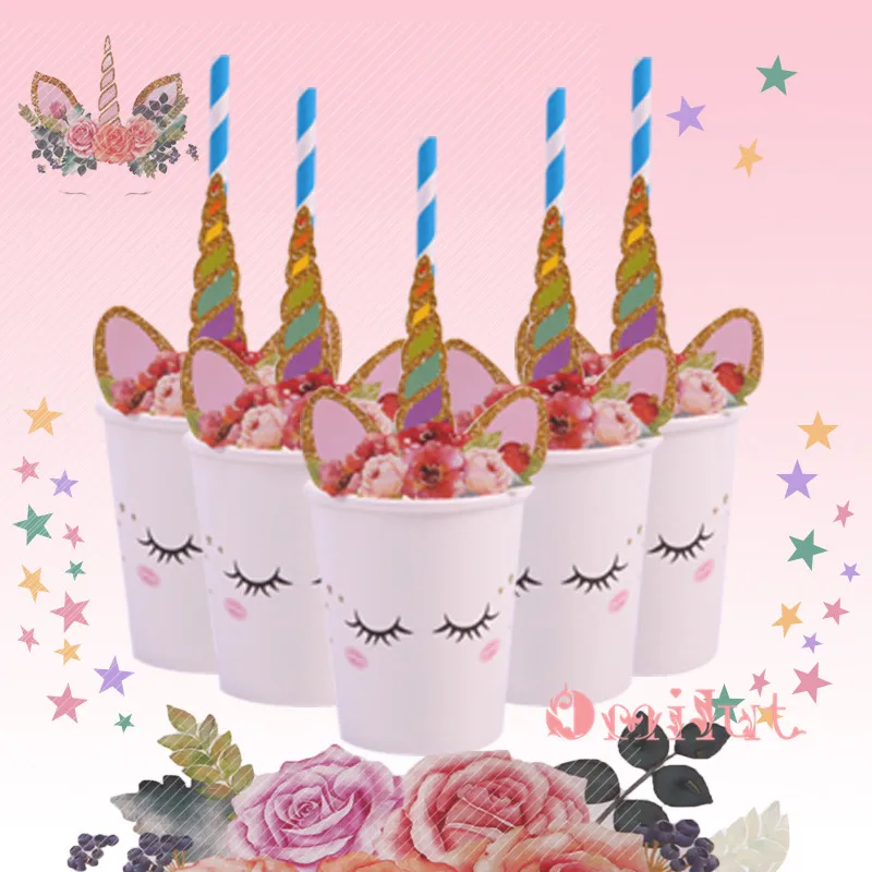 Omilut 12 шт. Единорог плиты вечерние украшения с днем День рождения Baby Shower девушка