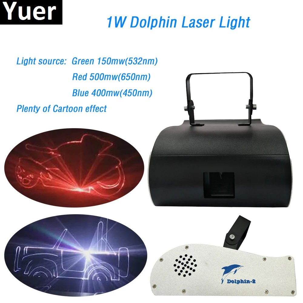 Лазерный луч RGB и анимационный графический узор 2 шт./лот 1 Вт дельфин лазерный DMX