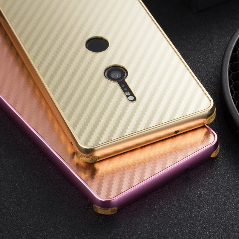 Металлический чехол для sony Xperia XZ2, чехол,, противоударный, роскошная алюминиевая рамка, чехол из углеродного волокна для sony Xperia XZ2, чехол