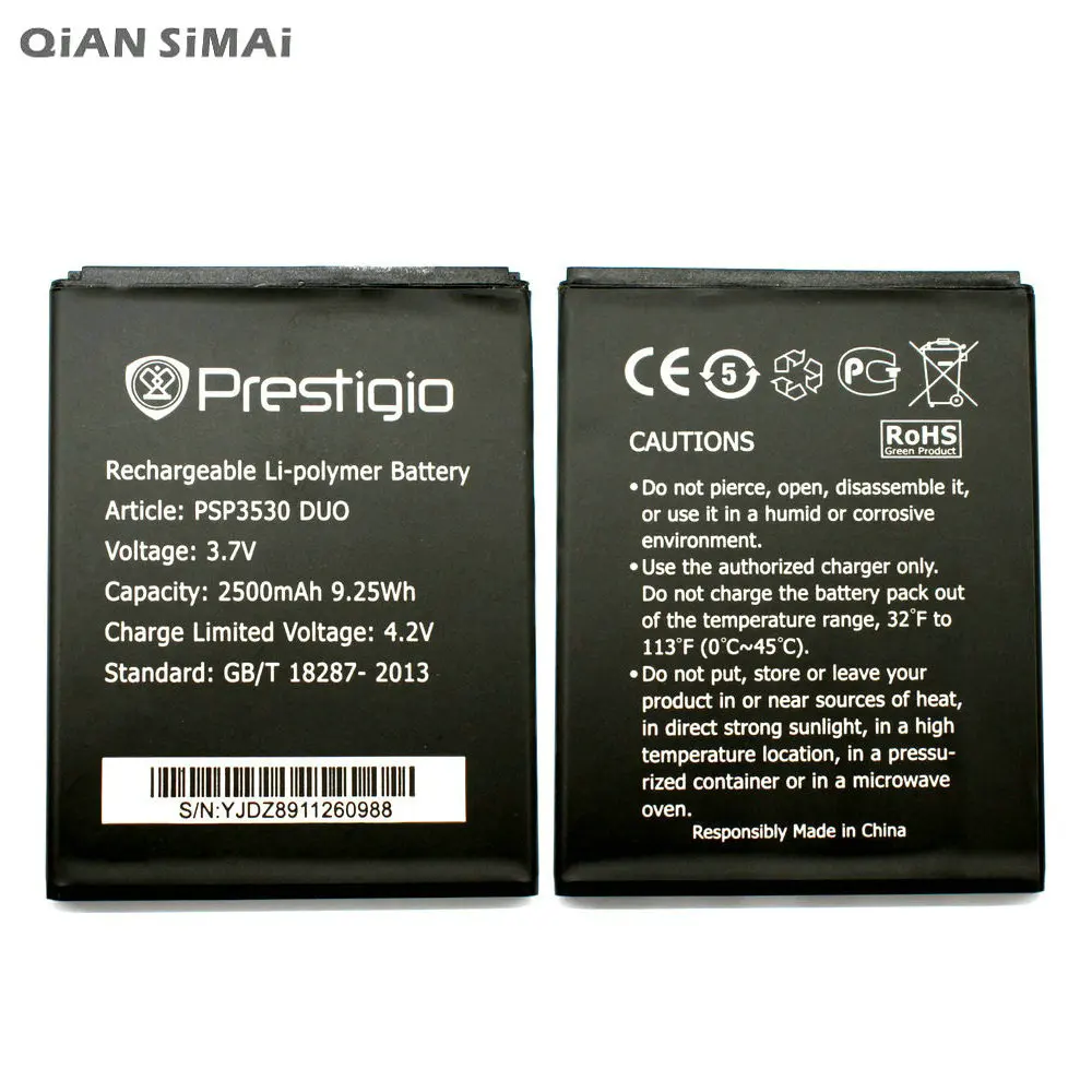 Новый литий ионный аккумулятор QiAN SiMAi PSP3530 2500 мАч для Prestigio DUO Muze D3 3530 Duo E3 PSP3531DUO A7