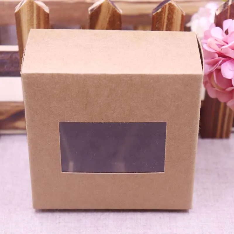 10 шт DIY винтажная крафт-бумага, Подарочная коробка, посылка с прозрачным ПВХ окном, конфетные сувениры, искусство и крафты, посылка