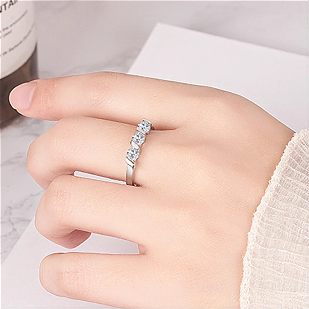 Kristi Tina Wedding Three Zircon плоский горный хрусталь кольцо Кристалл розовое золото цвет