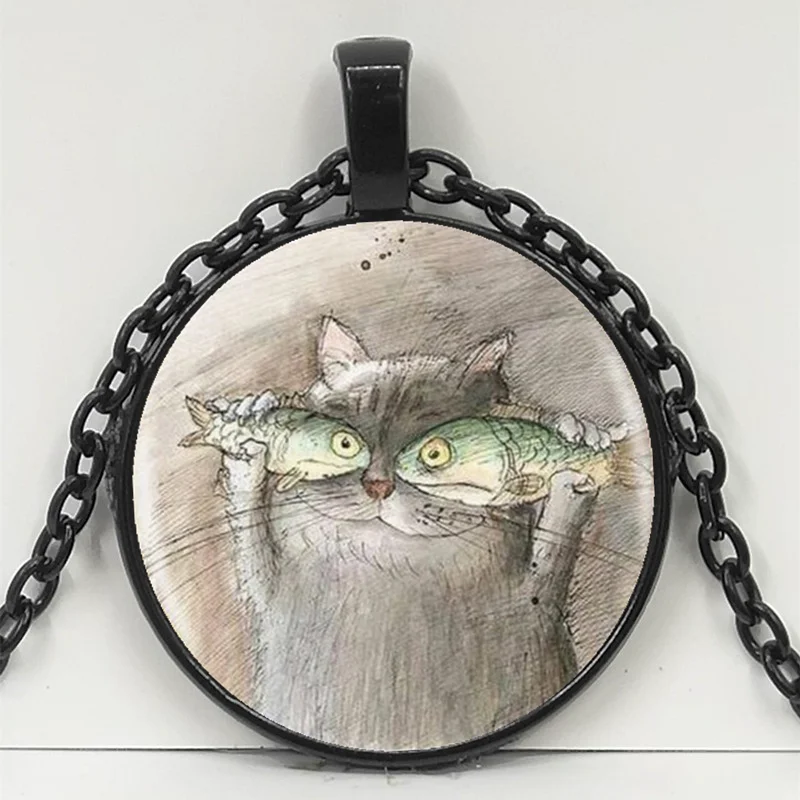 YAUTION wholesale new 2020 cat and fish fashion crystal glass pendant sweater chain necklace jewelry | Украшения и аксессуары