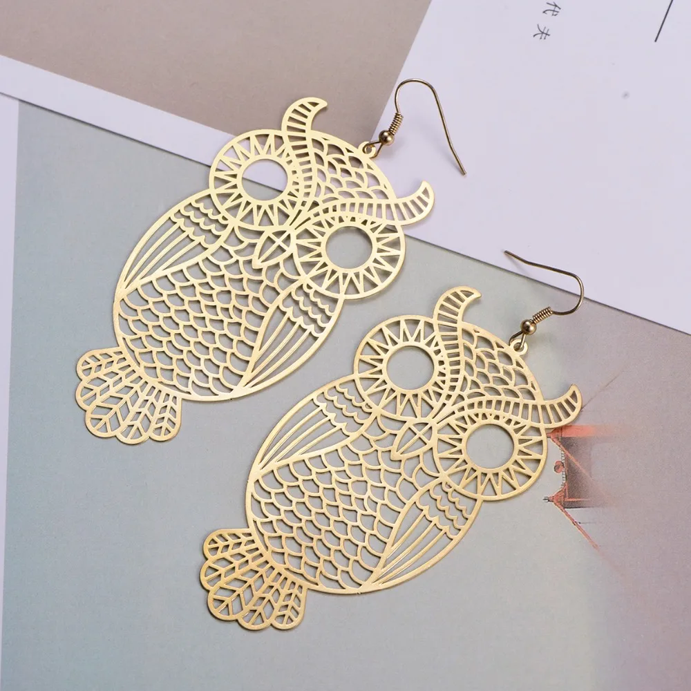 Простые большие полые серьги в виде совы для женщин новые модные увеличенные