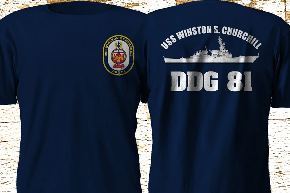 

New Destroyer Royal Navy Uss Winston S. Churchill British Uk Summer Tops for Man Summer Cotton T-Shirt Fashion Family T Shirts