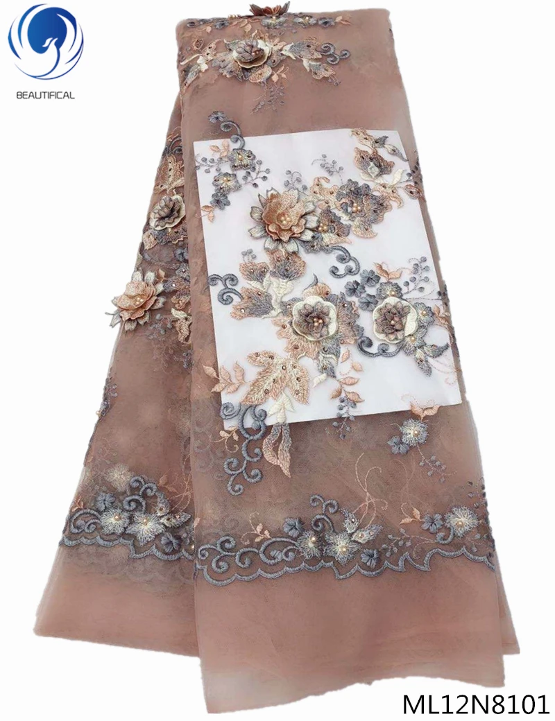 

BEAUTIFICAL nigerian 3d lace fabric african 3d lace fabrics 2019 high quality lace elegant dress material for wedding ML12N81