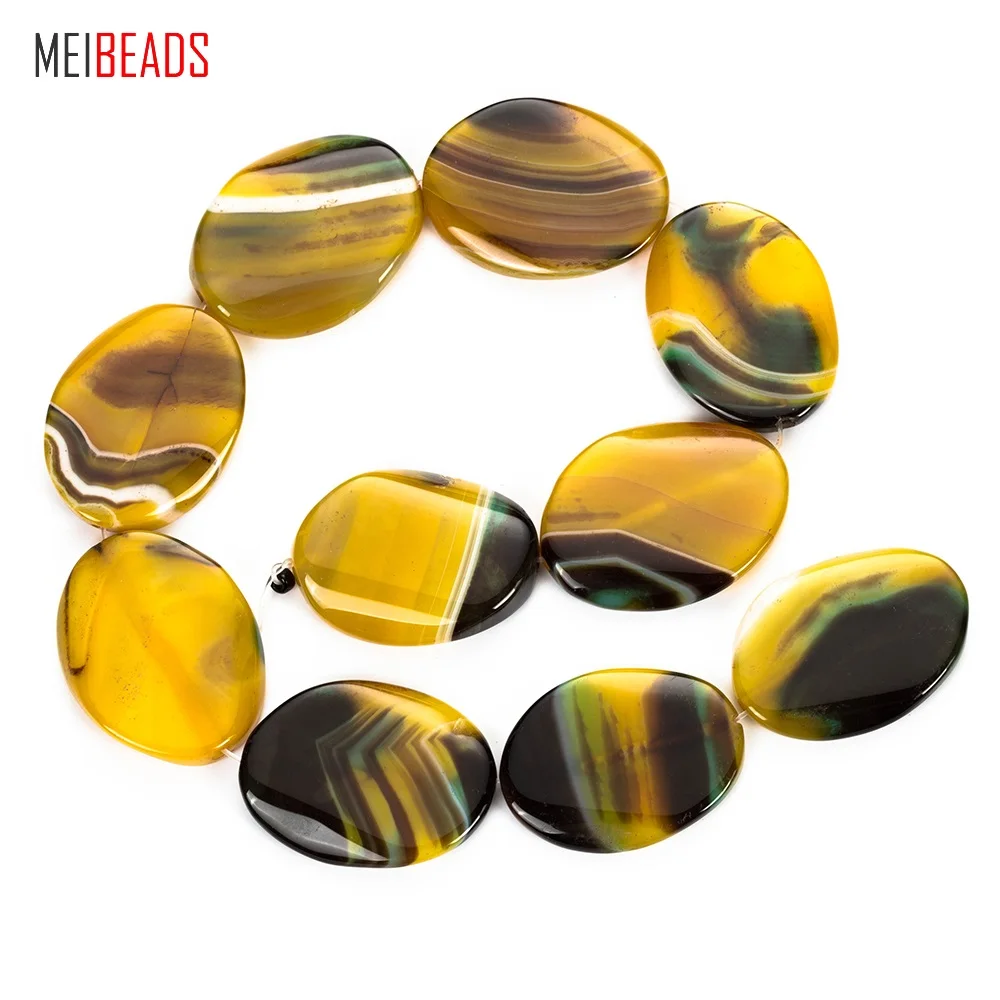 MEIBEADS бусины из натурального камня случайного цвета овальные/полоски аналогичные