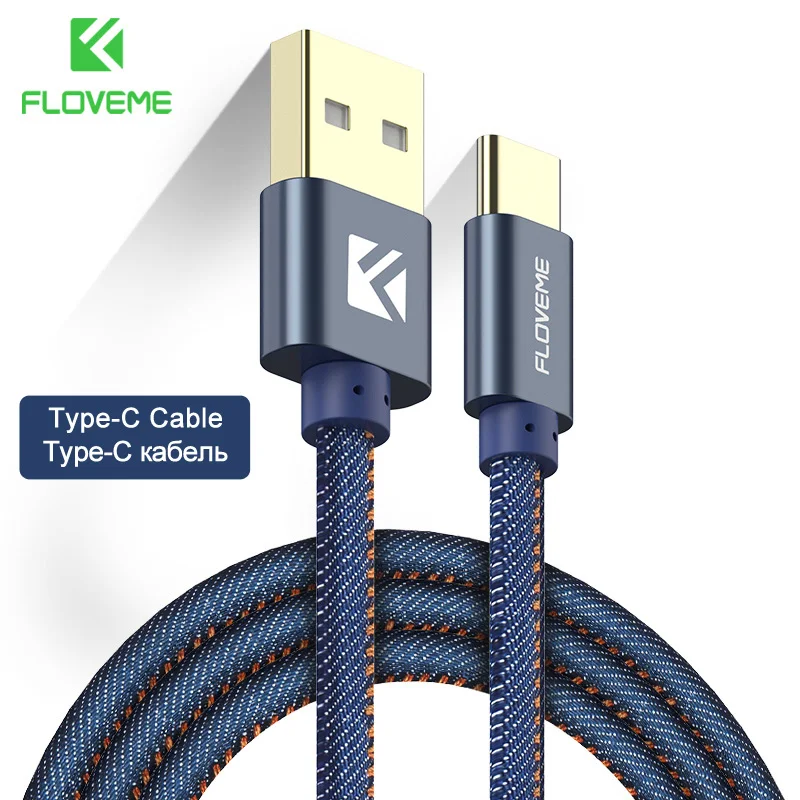 Blue FLOVEME USB C кабель для OnePlus 6 5T 5 3T 3 2 Demin Cowboy usb type C кабель для One Plus 5T 6 3T 2 зарядный Кабо для Honor 9 - Цвет: Blue