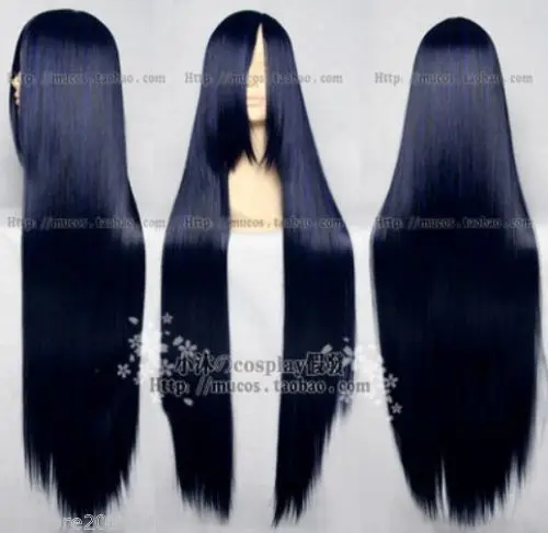 Jj 002574 нью лонг косплей синий черный прямой парик 100 см + подарок|gift earrings|wig weftgift bags