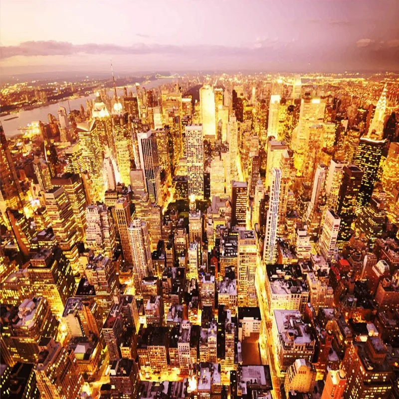 Фото обои на заказ современный город закат пейзаж гостиная отель зал торговый