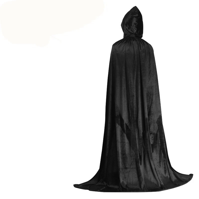 Черная бархатная накидка с капюшоном для взрослых и детей вампирская вечерние