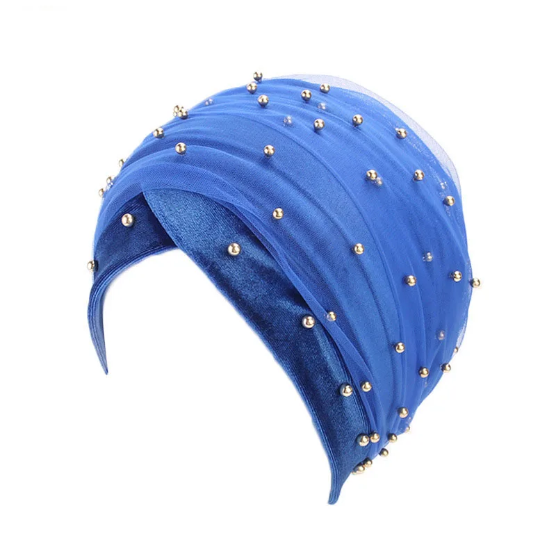 Большой новый роскошный женский шарф шапочки под хиджаб бархатные украшенные