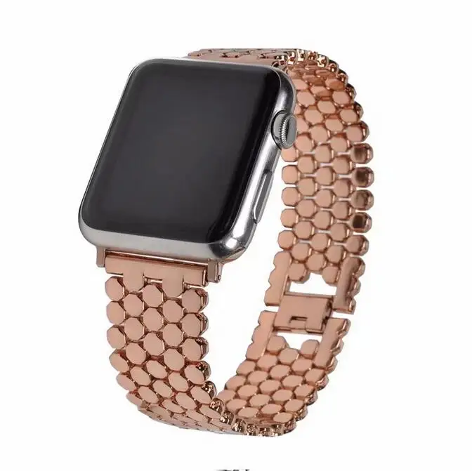 rose gold Модный наручный ремешок для apple watch, ремешок 42 мм, 38 мм, 40 мм 44 мм браслет для наручных часов из нержавеющей стали для наручных часов iwatch серии 4 3/2/1series 5 - Цвет ремешка: rose gold