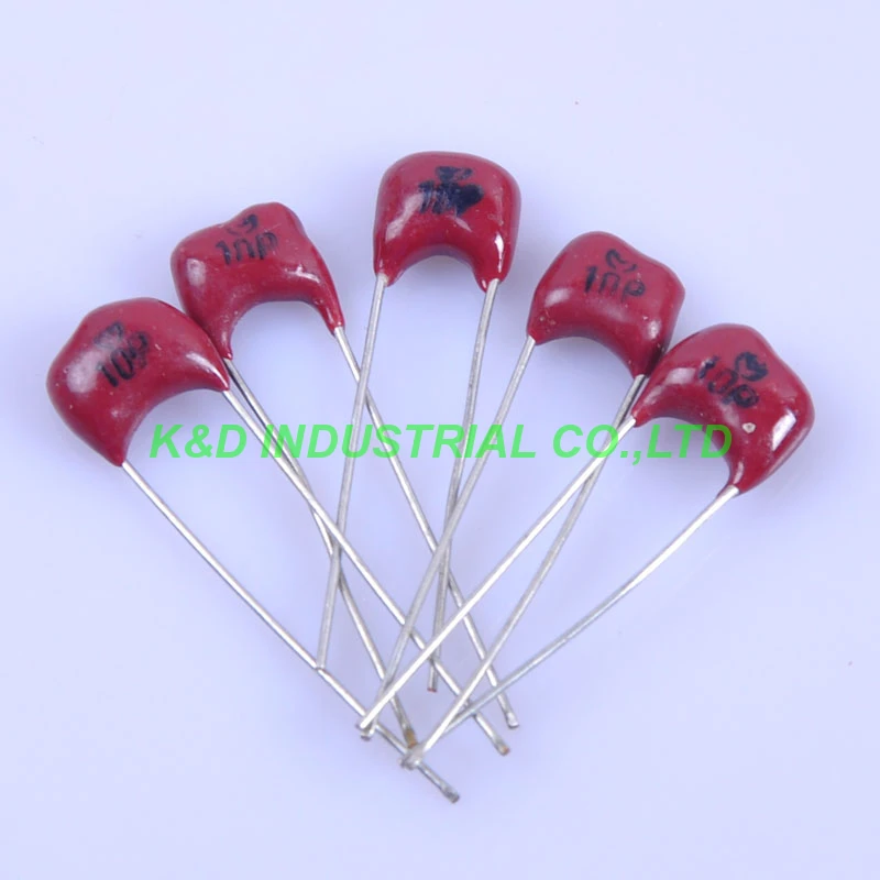 10 шт. Серебряный слюда радиальный конденсатор 10pF 500V красный