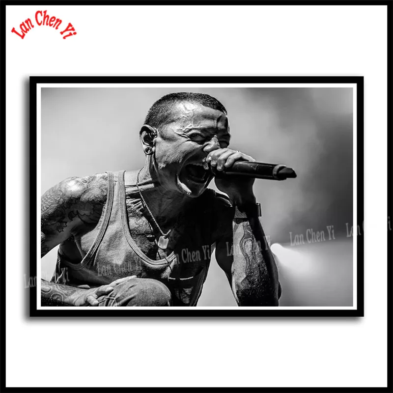Армейский зеленый Linkin park Рок-Группа с белым покрытием бумажные плакаты Европейская и американская музыка звезда декоративная живопись кафе бар плакаты - Цвет: Армейский зеленый