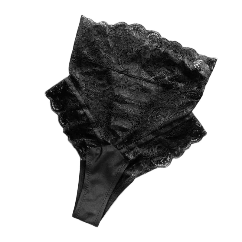 Черные кружевные трусики для секса женское Прозрачное нижнее белье с высокой