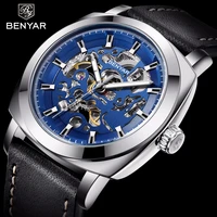 benyar 2022 new top fashion men watch luxury brand leather creative watch automatic mechanical male wristwatch relogio masculino
