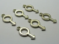 100 silver plate color tone metallic acrylic male symbols charm pendats 25x12mm