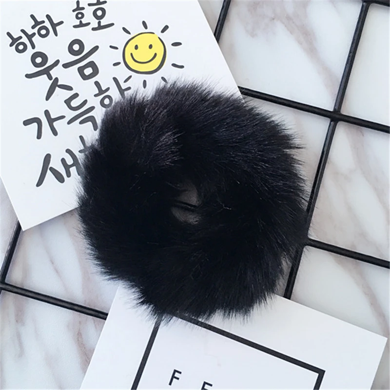 New Fashion Children Kids Pom Faux Fur Winter Elastic Hair Bands Bunny Babygirl Headwear Head Wear White Pink Gray Red 1 PC | Детская