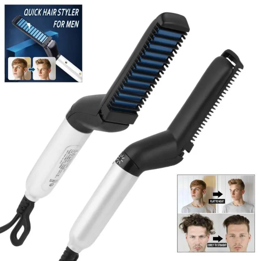 

Men Straightener Curler Hair Comb Multifunctional Moustache Hair Styling Beard Styler Irons Electric Hair Brush US/EU/UK Plug