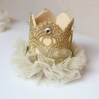 10pcs luxury prince hairpins gold top quality lace hair clips with ribbon bows beige gauze glitter lace with felt hair barrettes