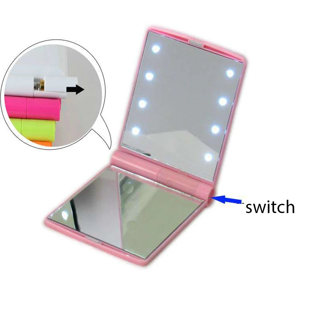 8 Led освещенное зеркало для макияжа складное косметическое дома и путешествий