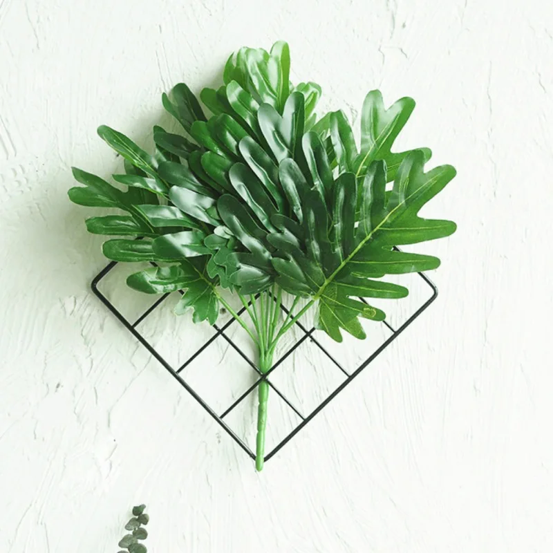 Nordic Style Spring Grass Living Room Wall Decoration Bedroom Pendant Green Plant Iron Grid Home Leaves | Дом и сад