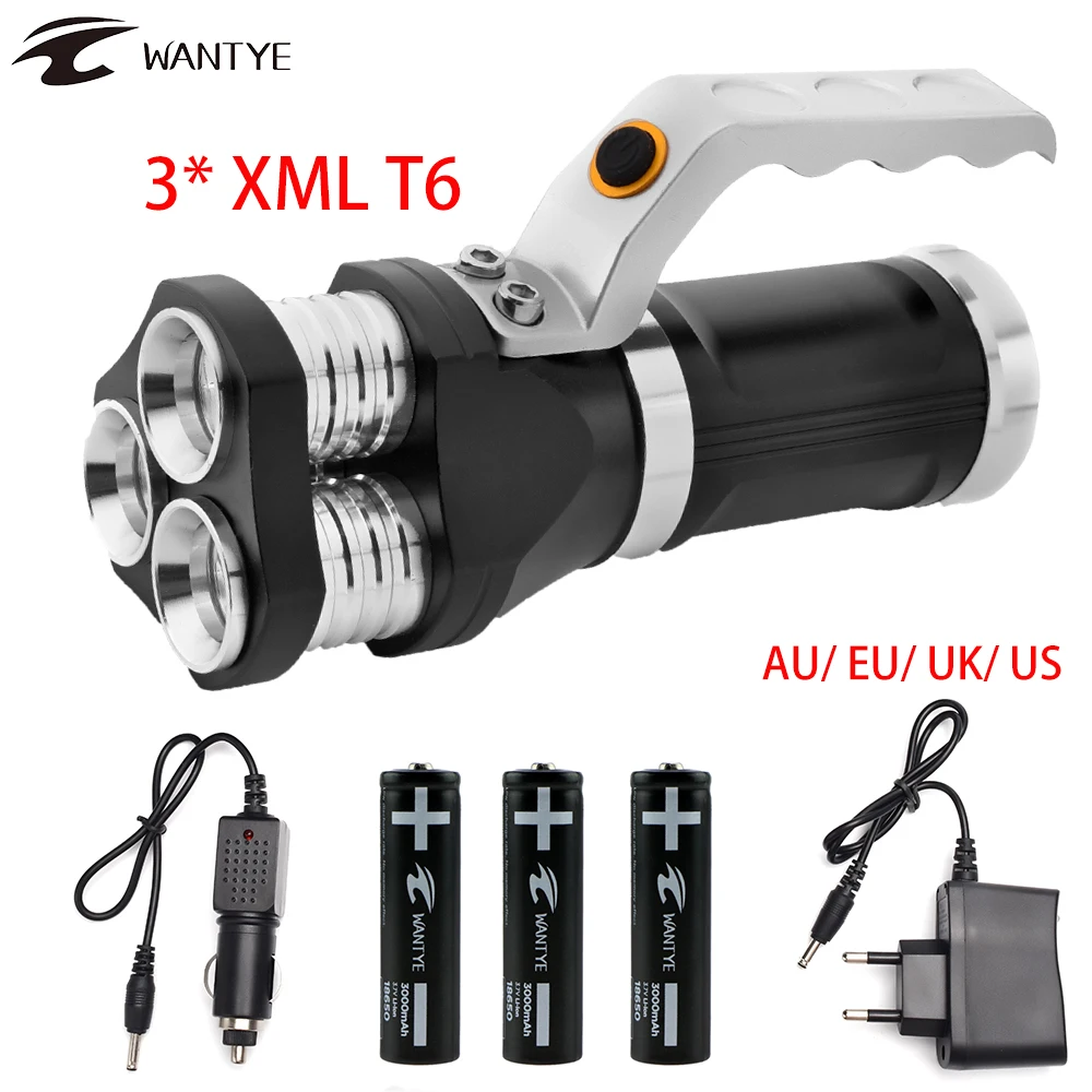 Мощный 10000lm 3 * XML T6 светодио дный 18650 фонарик факел лампы 5 Режим Rechargerable