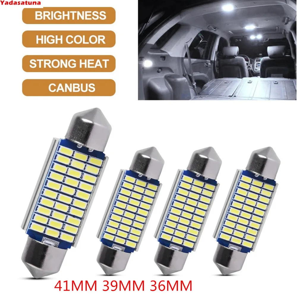 

2Pcs White 41-42MM 3014 33-SMD Festoon Dome Map LED Light Lamp 211-2 212-2 For Automotive CANBUS Error Free