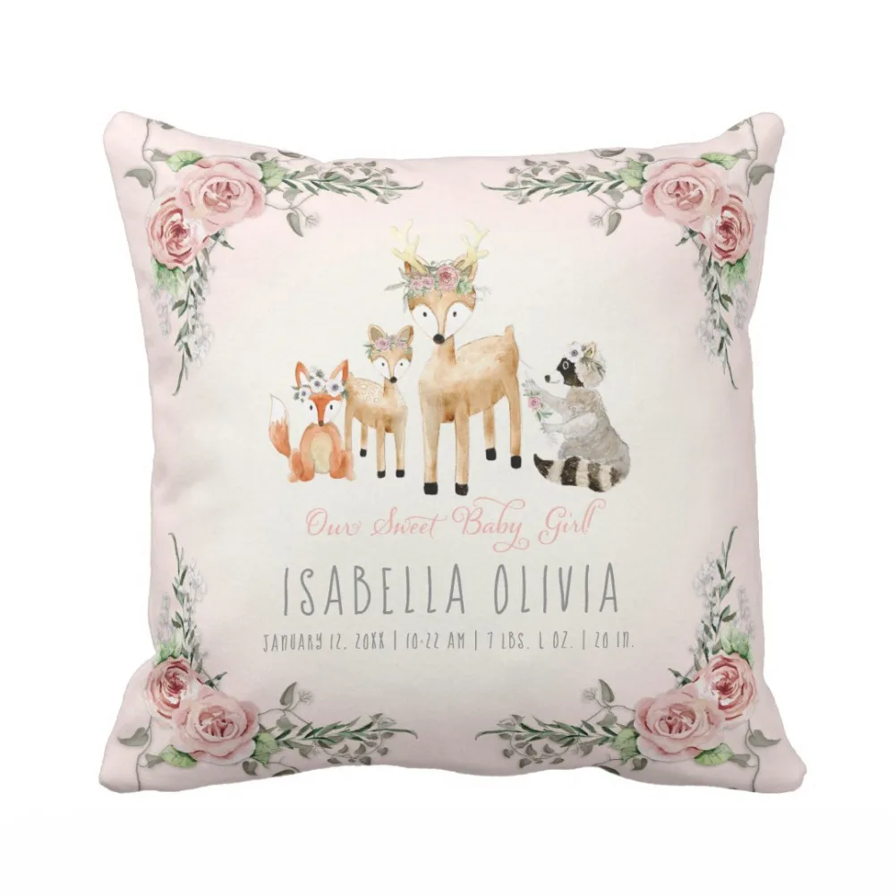 Персонализированные Наволочки с изображением животных в лесу для маленьких