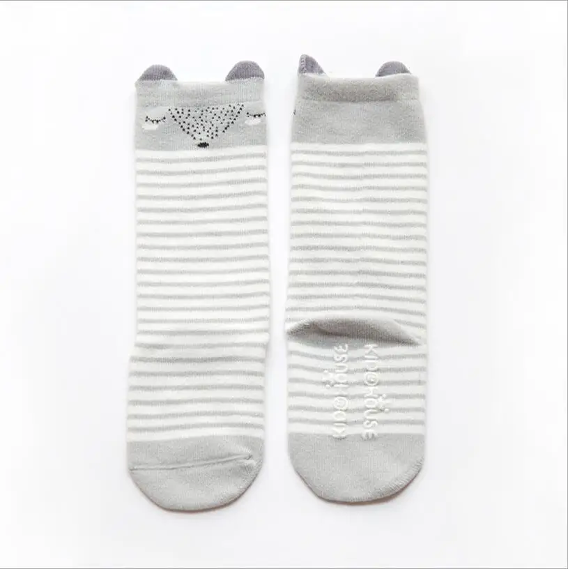 Осенние детские носки для маленьких девочек, гольфы для новорожденных, милые гетры с рисунком лисы/Совы для девочек 0-3 лет - Цвет: grey fox