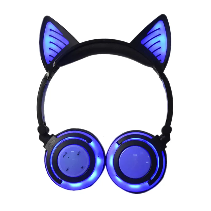 Bluetooth Blue Holyhah подарок на день рождения беспроводные Bluetooth наушники складные мигающие кошачьи ушки детские наушники игровая гарнитура с светодиодный светильник - Цвет: Bluetooth Blue