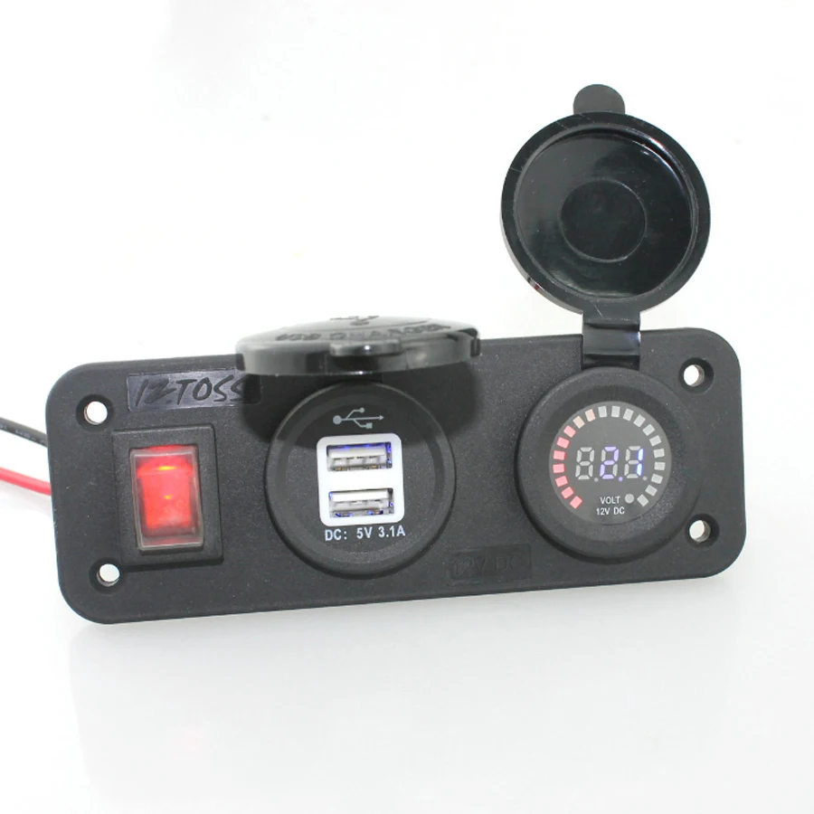 Водонепроницаемый 12V RV Морской Лодка Грузовик Мотоцикл вольтметр двойной USB